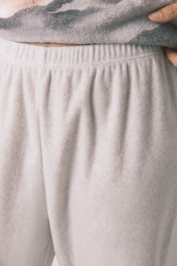 Women'secret Pijama larga polar suave estampado Pingu marfil