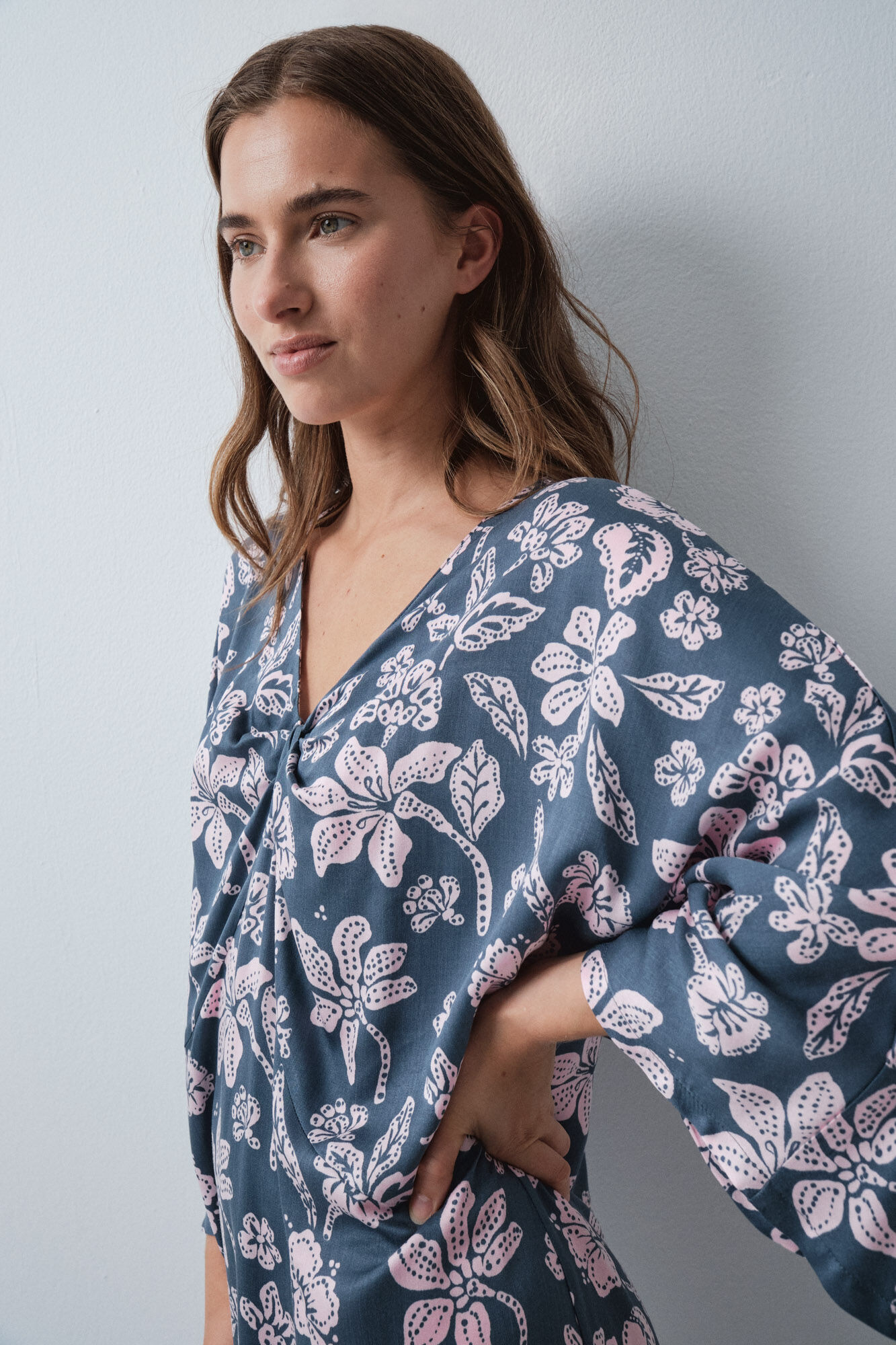 Women'secret Vestido caft&aacute;n de viscosa estampado floral verde