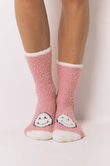 Womensecret Calcetines largos con carita sonriente rosa rosa