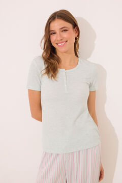 Womensecret Pijama de viscosa con canalé de rayas verde