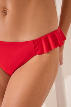Womensecret Panty bikini clásico volante rojo anaranjado 