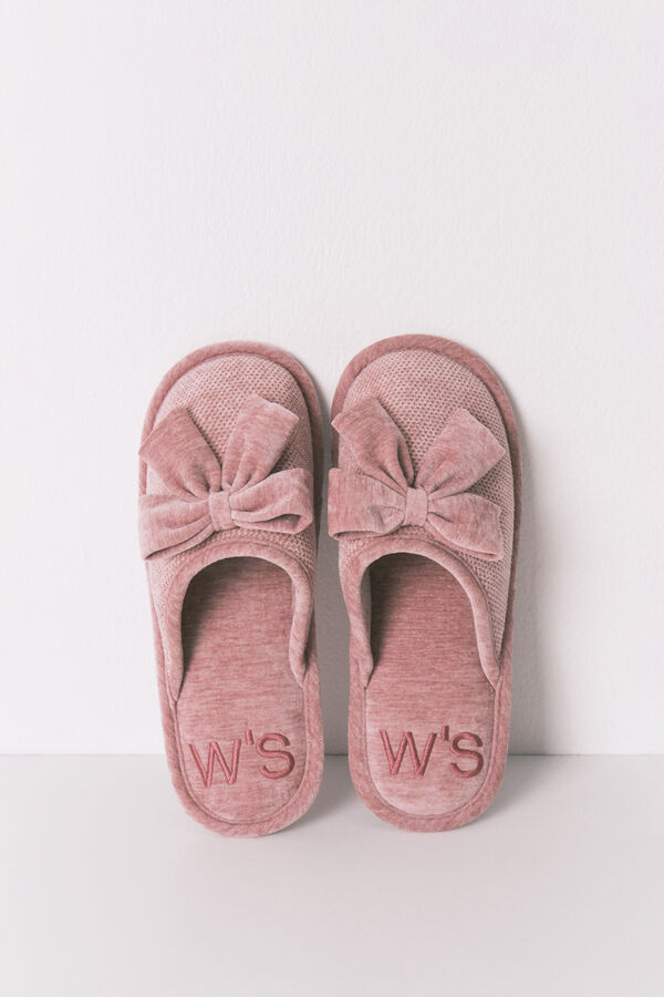 Women'secret Pantuflas para casa cerradas de chenilla rosa rosa