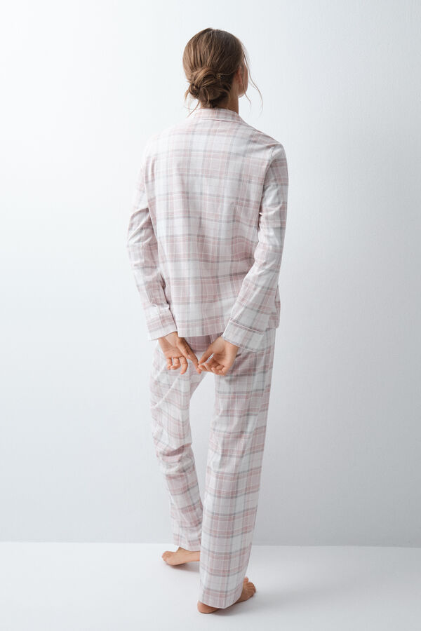 Women'secret Pijama larga camisera de algod&oacute;n a cuadros estampado