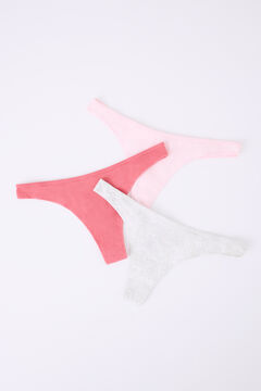 Womensecret Pack 3 tangas rosa, fresa, gris blanco