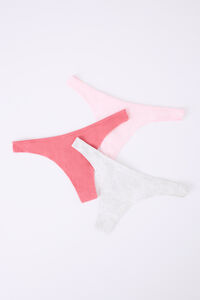 Womensecret Pack 3 tangas rosa, fresa, gris blanco
