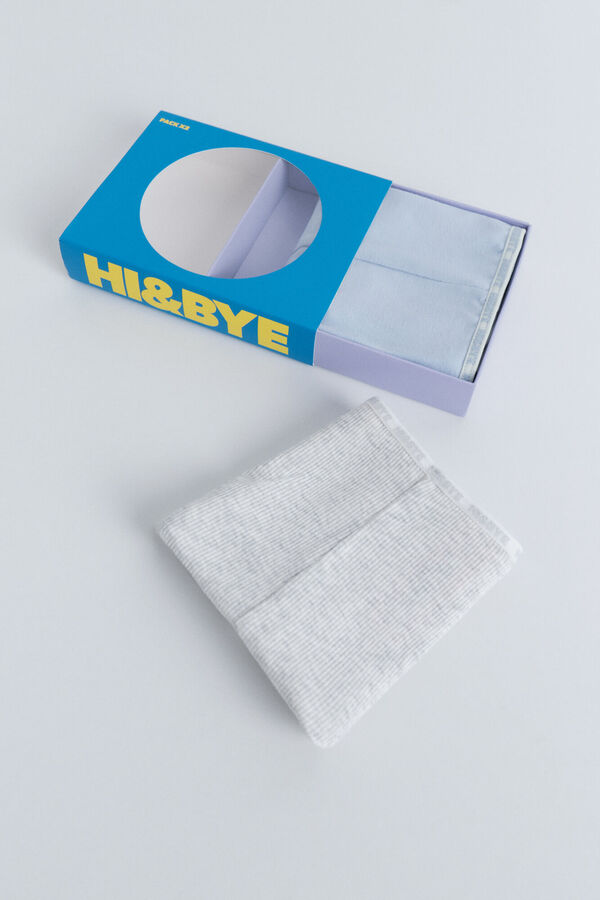HI&BYE Pack de 2 panties bóxer azules y grises blanco