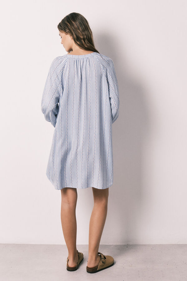 Women'secret Playera de dormir corta de viscosa estampado de rayas azul estampado