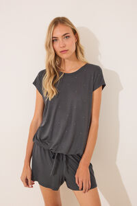 Womensecret Pijama corta de viscosa con brillos gris gris