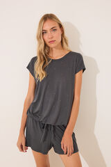Womensecret Pijama corta de viscosa con brillos gris gris