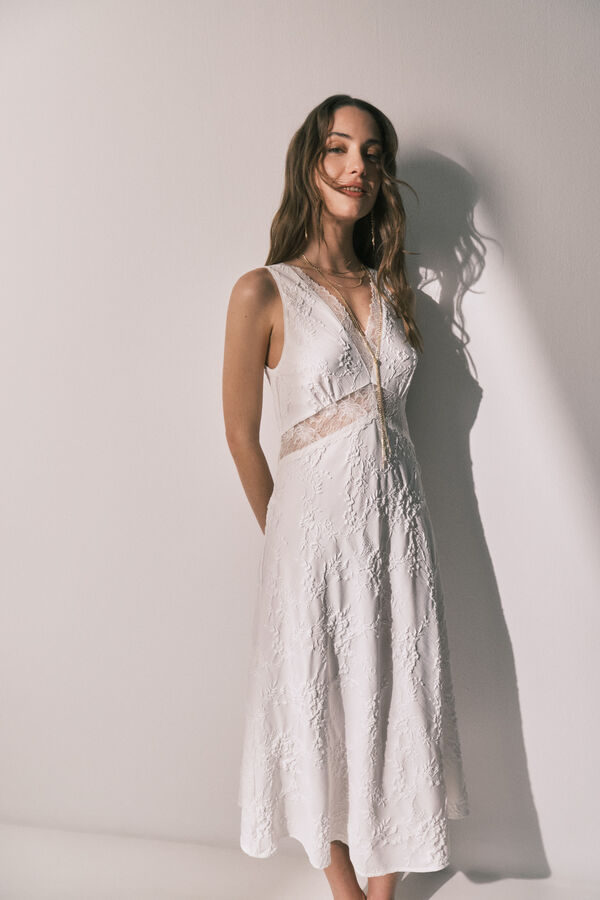 Women'secret Camis&oacute;n largo sat&eacute;n blanco marfil