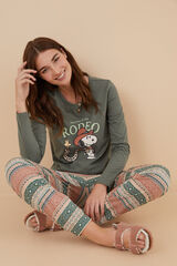 Womensecret Pijama 100% algodón Snoopy verde verde
