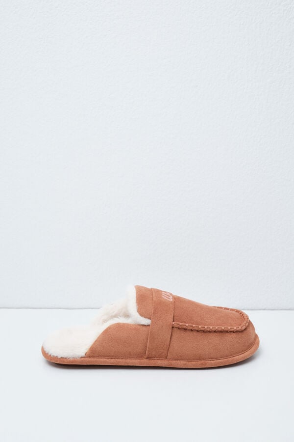 Women'secret Pantuflas mocas&iacute;n forradas caf&eacute; caf&eacute;