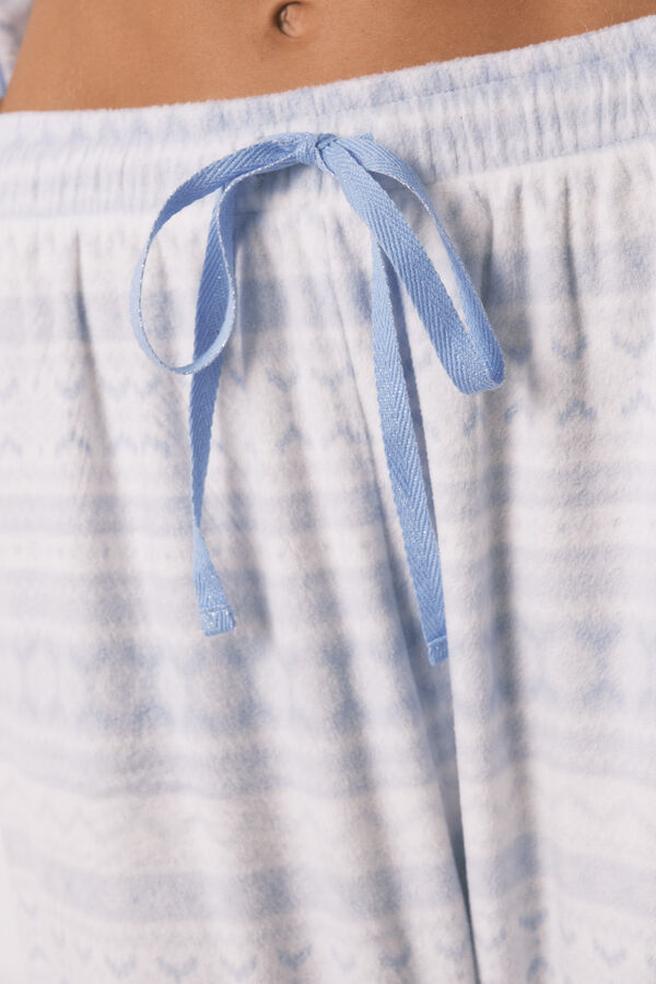 Women'secret Pijama larga de forro polar con borde.  estampado