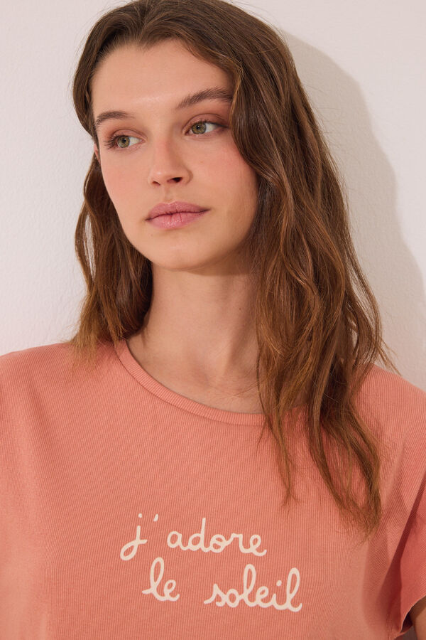 Womensecret Pijama de estar por casa de algodón naranja con hojas naranja