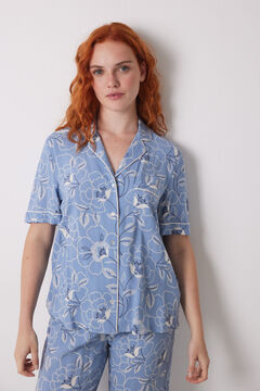 Womensecret Pijama camisera de viscosa con flores azul