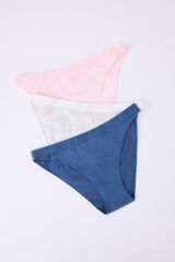 Womensecret Pack 3 bragas clásicas rosa, gris, azul blanco