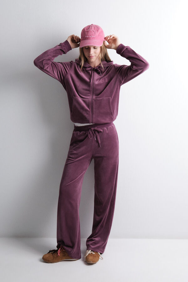 Womensecret Pantalón de terciopelo vino suave púrpura