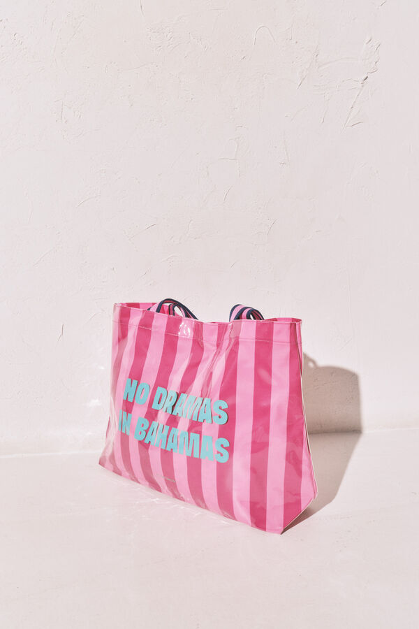 Women'secret Bolsa de playa de rayas rosa rosa