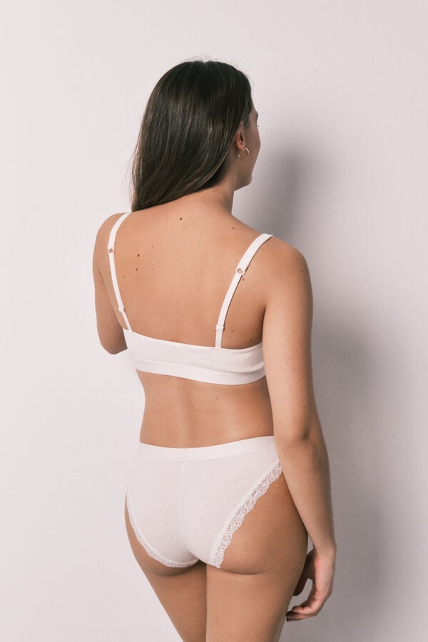 Women'secret Panty cl&aacute;sica acanalada de algod&oacute;n beige caf&eacute;