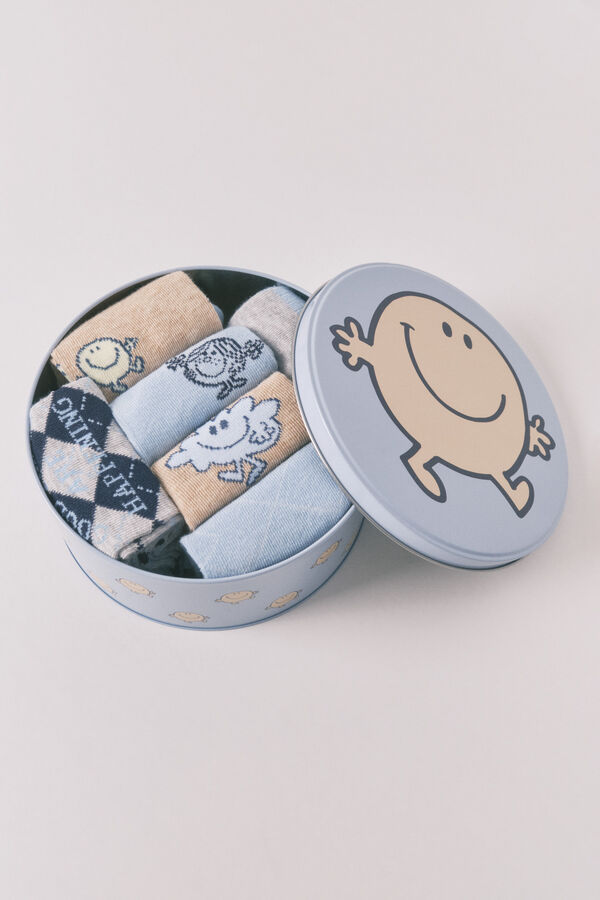 Women'secret Pack de 6 calcetines largos de algodón Mr. Men azul