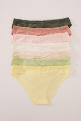 Womensecret Pack de 7 panties clásica de algodón con lazo o lazo blanco