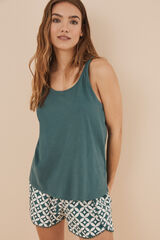 Womensecret Pijama corta 100% algodón tirante cruzado espalda verde verde