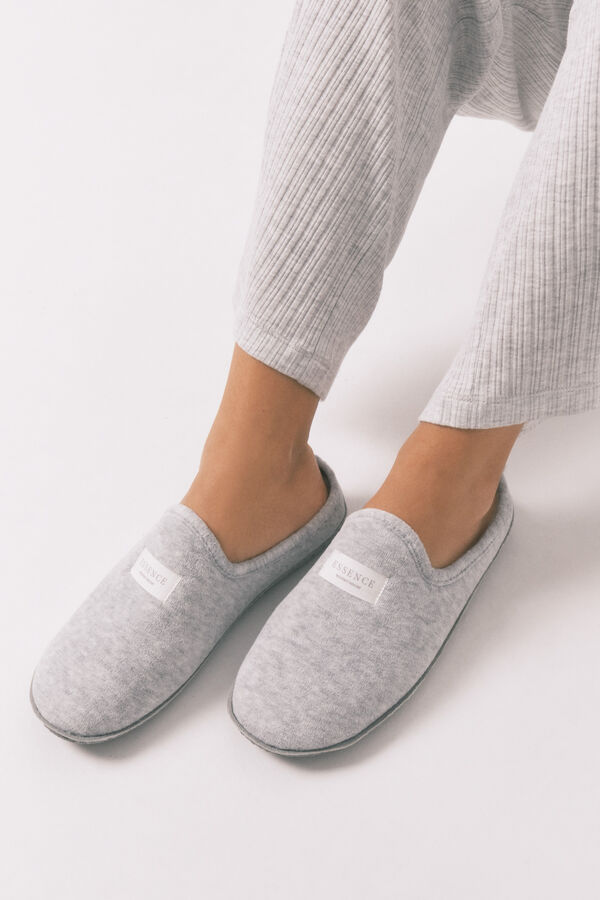 Womensecret Pantuflas para casa de velour gris gris
