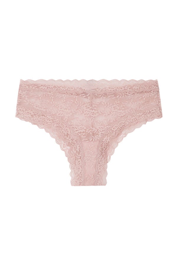 Womensecret Panty brasileño ancho encaje rosa rosa