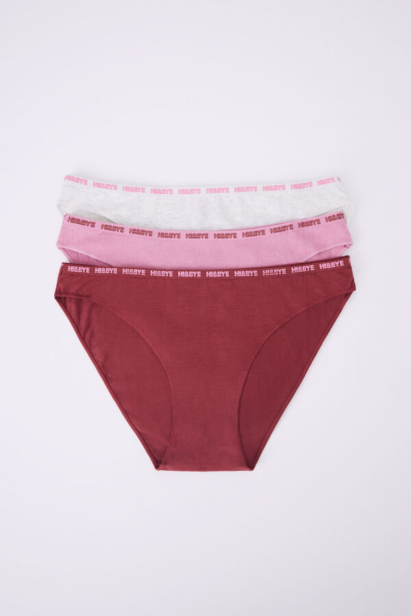 Womensecret Pack 3 panties clásicos algodón vino, rosa y gris 