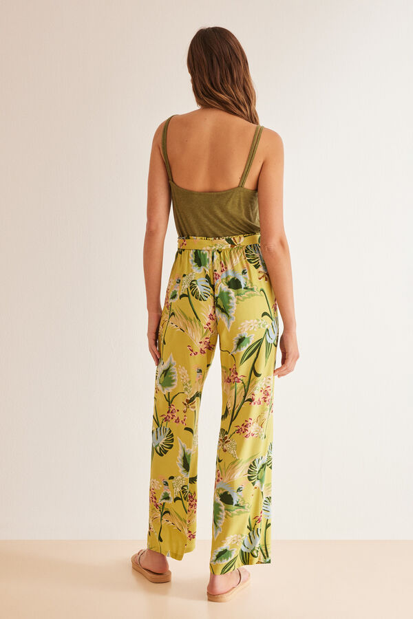 Womensecret Pantalón largo fluido floral estampado