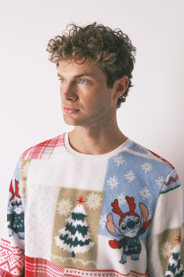 Women'secret Pijama de tejido de forro polar Stitch marfil