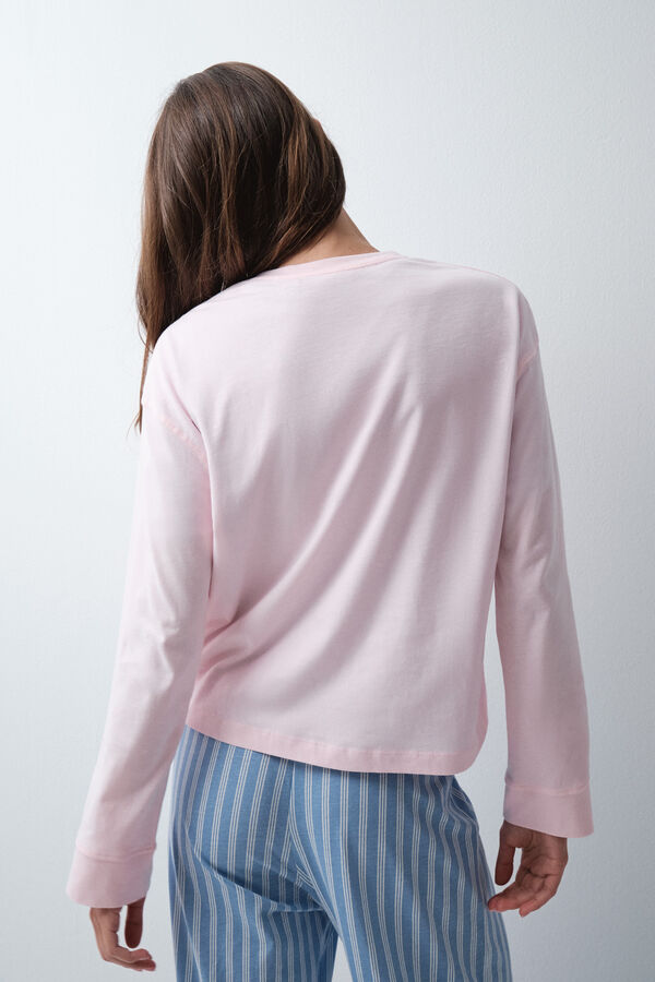 Women'secret Playera de algod&oacute;n con bolsillo rosa rosa