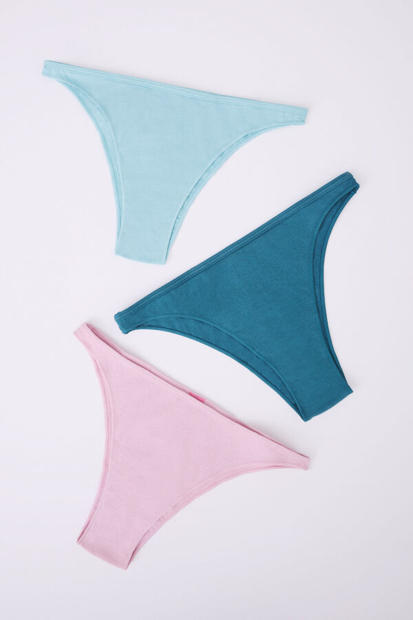 Womensecret Pack 3 panties brasileños algodón turquesa, rosa y azul 