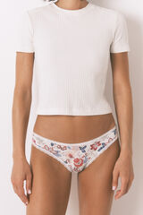 Women'secret Panty clásica de microfibra con estampado marfil marfil