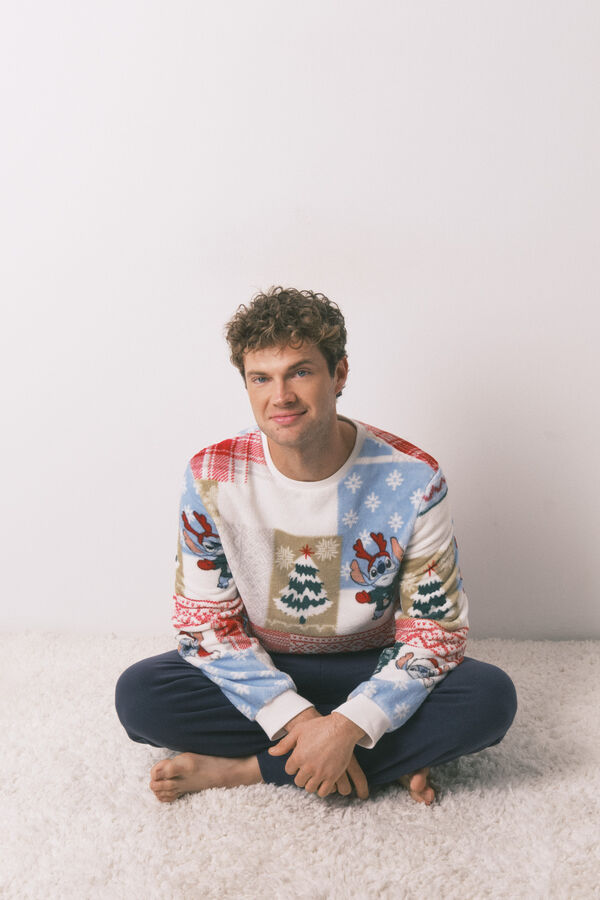 Women'secret Pijama de tejido de forro polar Stitch marfil