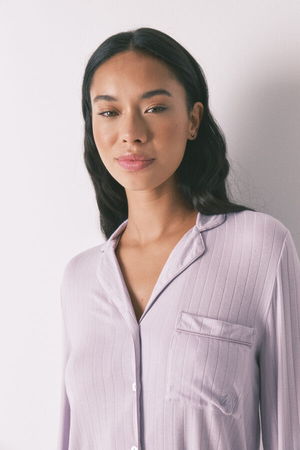Womensecret Pijama camisera largo de viscosa color lila rosa