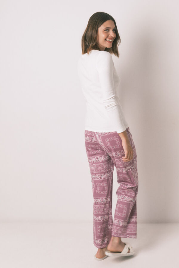 Womensecret Pijama larga con estampado de flores  marfil