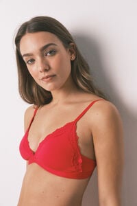 Women'secret Brasier triangular de encaje rojo NATURAL