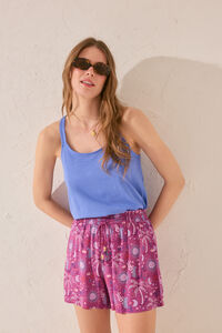 Womensecret Pantalón de viscosa con estampado morado/lila estampado