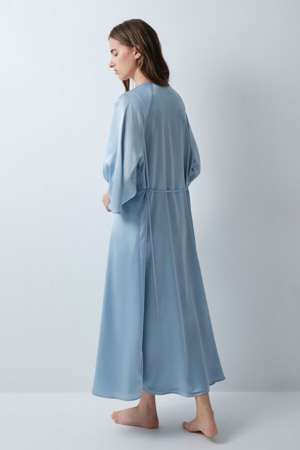 Women'secret Bata larga satinada manga abullonada azul