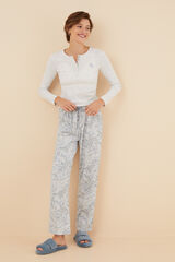 Womensecret Pijama larga canalé y algodón Paisley gris