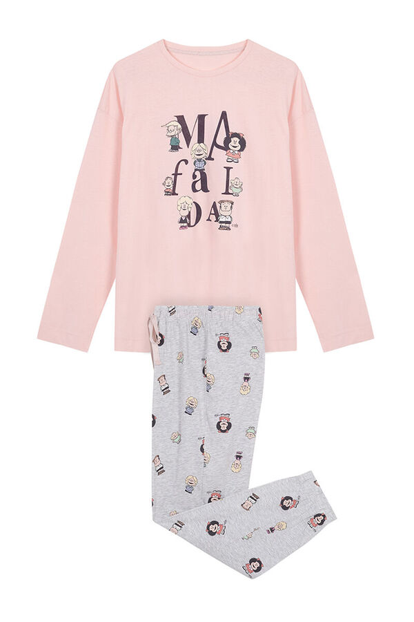 Womensecret Pijama larga algodón Mafalda rosa rosa