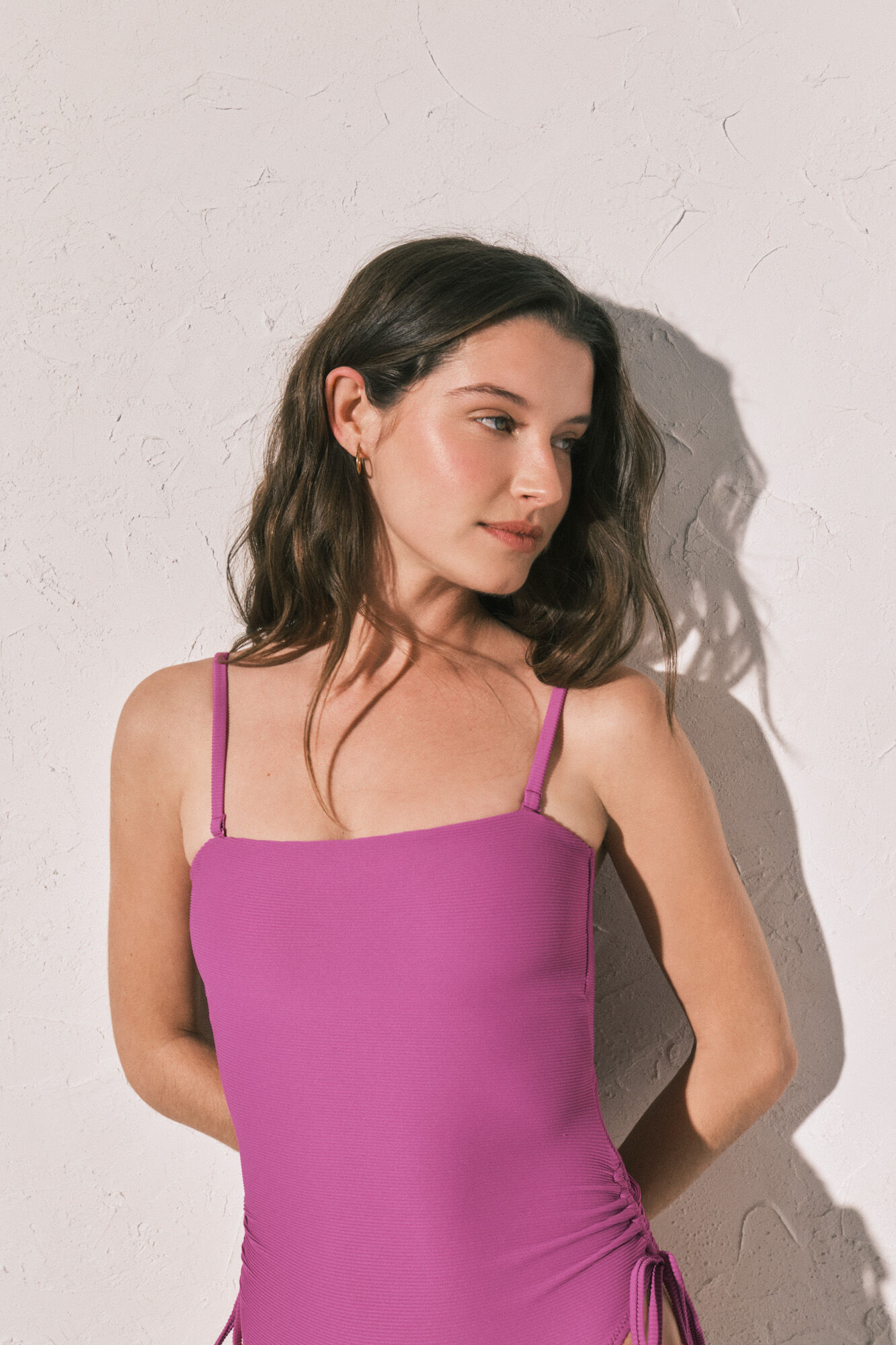 Women'secret Traje de ba&ntilde;o bandeau acanalado granate