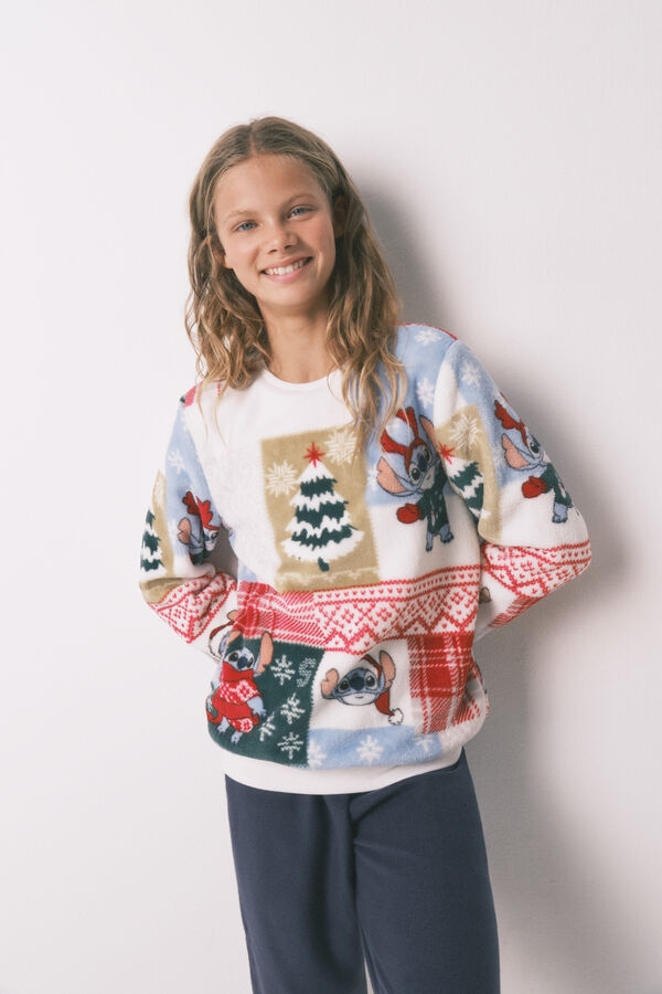 Women'secret Pijama infantil de tejido forro polar Stitch marfil