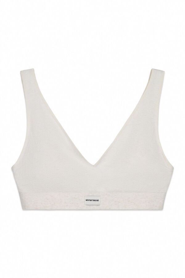 Women'secret Brasier triangular halter acanalado beige nude