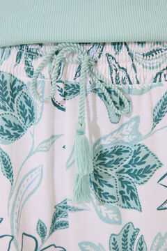 Womensecret Pijama larga verde turquesa con flores verde