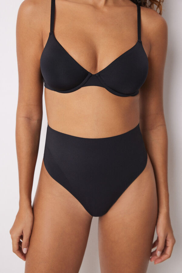 Womensecret Tanga alta reductora y push up negro negro