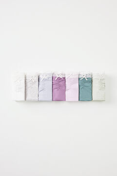 Womensecret Pack 7 panties clásicos algodón frunce y encaje blanco