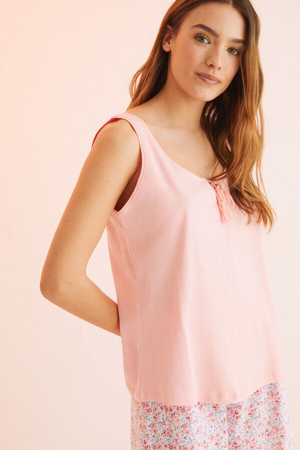 Womensecret Pijama corta tirantes rosa 100% algodón rosa