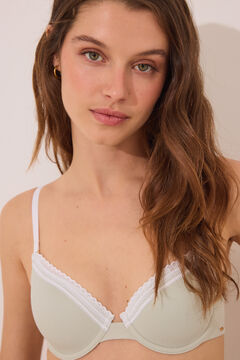 Womensecret GORGEOUS brasier push up con relleno de algodón y aros de color verde verde
